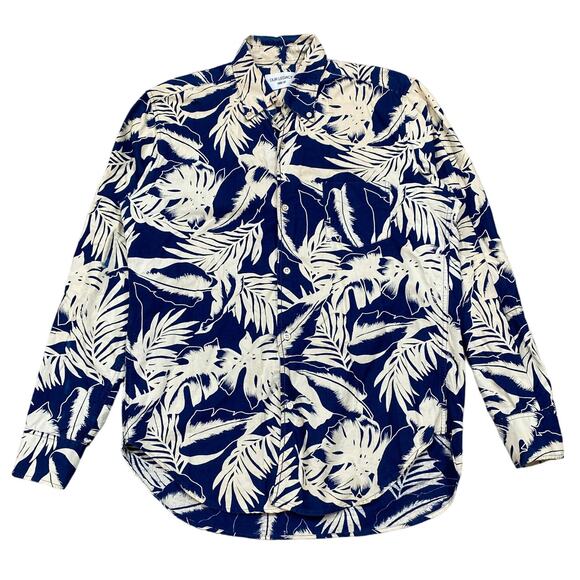 Our Legacy 1980-81 Floral Indigo Button Up Shirt Men's M Hawaiian Preppy Casual